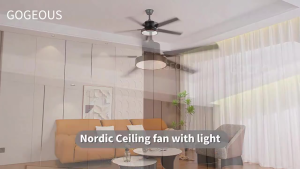 GOGEOUS Lampu kipas angin gantung plafon ruang tamu 2in1 3 warna 6 kecepatan gaya nordik kipas lampu gantung 42/48/52 inci meja makan kamar tidur balkon lampu kipas angin remote