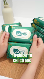 KHO PHÚ NHUẬN_Khăn ướt Lamy không cồn không parabens cao cấp dành cho em bé gói 20 tờ
