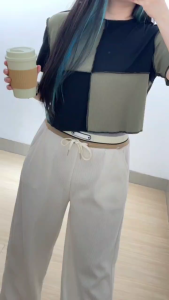 4161 rhea two tone plaid knit crop top