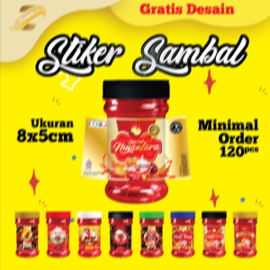 Stiker Sambal Toples 150ml Custom Desain Paket 120 pcs
