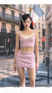 Seasire | Nova Set | Cropped Top + Skirt  เสื้อสายเดี่ยวครอป กระโปรง ปักโลโก้ ผ้าริบ summer