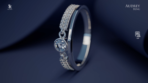 RoyStone - Cincin Wanita Moissanite Sertifikat GRA Original Lapis Emas - Audrey Ring