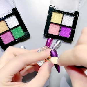 ROHWXY ตลับผงกระจกขัดเล็บแบบอัดแข็ง สีฟรุ้งสวย พกพาได้ 1ตลับมี4สี (รหัสสีตามภาพ เลือกจากตัวเลือก)