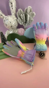 ถุงมือสกี Rainbow ski gloves ถุงมือกันหนาวเด็ก 1-14 ขวบ กันน้ำได้ บุบขนนุ่ม(STREET211)