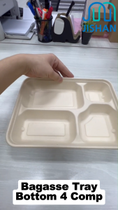 [50pcs] Sugarcane Bagasse Burger Lunch Box / Biodegradable Pulp Eco Sustainable Kenduri Party Kotak Makanan 可降解盘餐盒