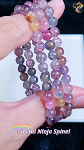 Super Premium Grade Colorful Ninja Spinel with Golden Healer Quartz Bracelet
