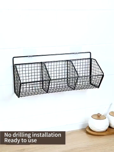 Kệ Nghiêng Lưới Sắt 3 Ngăn Dán Tường Kèm Móc Dán Siêu Chắc Giá Đựng Đồ Dán Tường Để Bếp Gọn Gàng