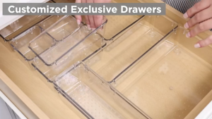 3Pcs Clear Drawer Organizer Box Desk Drawer Storage Box Transparent Table Stationery Storage Case Cosmetic Storage Bins Plastic Acrylic Container Box for Bathroom Bedroom Kitchen