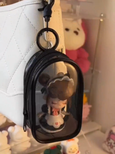 Clear Doll Display Bag Dustproof Collectibles Storage Case Keychain Bags Portable Small Hanging Bag Zipper Closure