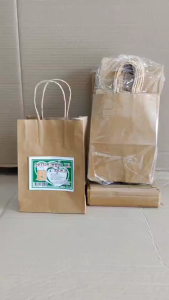 ถุงกระดาษ หูหิ้ว L ขนาด 9x15.5x21.5 cm. ความหนา125 แกรม ยกลัง 600 ใบ ยี่ห้อ TK