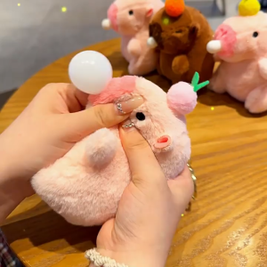 Móc khóa capybara bằng bông gấu nhồi bông treo balo cặp túi xách dễ thương