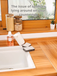 ODOROKU Kitchen Countertop Sponge Holder with Draining Tray Stainless Steel Dish Soap Organizer Basket for Cleaning and Scrub Tool Kitchen Sink Brush Caddy Holder Kitchen Soap Holder for Countertop