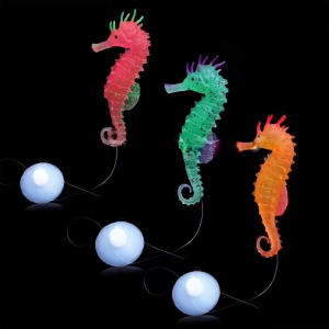 Cá Nhân Tạo Dạ Quang Phát Sáng Dưới Nước Cá Ngựa Silicone Tạo Điểm Nhấn Thu Hút Cá Thủy Sinh