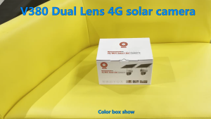 V380 Pro 8MP Dual-Lens Solar-Powered Wireless Security Camera with 10x Zoom Night Vision IP66 Waterproof 24-Hour Recording and 16GB SD Card Support