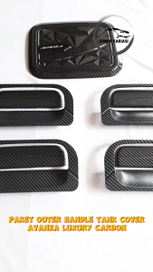 Paket Outer Cover Door Handle Tank Cover Mobil Avanza Lama Tahun 2004 - 2011 All Variant Carbon