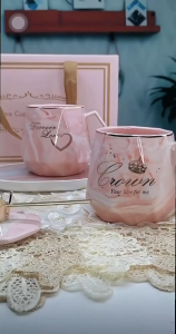 Ly cốc sứ Cặp Đôi Crown kèm hộp quà đế hâm nóng 55 độ quà tặng bạn gái bạn trai