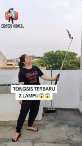 PLOKAMA Tongsis Tripod 1.7 Meter 2 Meter Selfie Stick Remote Bluetooth 4 in 1 360 Handphone HP LED Dua Lampu Stabilizer Fill Light Gimbal Untuk Kamera Ring Light