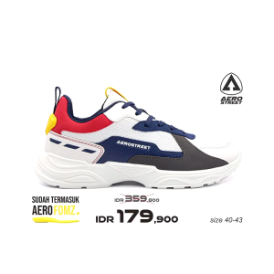Aerostreet 40-43 Riku Putih Merah & Abu Kuning - Sepatu Sneakers Casual Aero Street