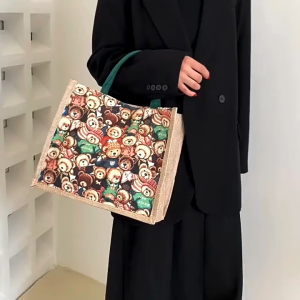Trendy Trends Gamie Large Capacity Canvas Tote Bag Fashionable Bear Tote Bag
