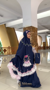 Mukena Dewasa Jumbo Bordir Timbul Malaika Keranjang Series Swarovski Mewah