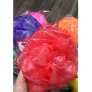 Bông tắm lưới hình tròn mềm mịn tạo bọt có dây treo