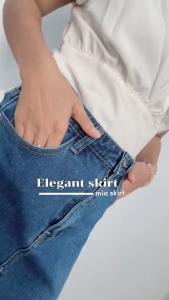 Onetta - MIA Skirt - Rok Jeans High Waist Basic Belahan Samping