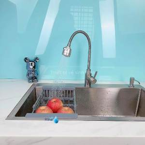 INOX 304 XỊN SIÊU BỀN Vòi nước rửa chén bát nóng lạnh inox sus 304 ống bẻ xoay 360 Rina RN5025 2 chế độ nước tiện lợi