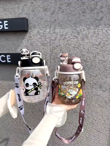 Botol Minum / Coffee Cup Karakter 650ML Sedotan dan Tali 3029 /3030 1000ML BPA Free