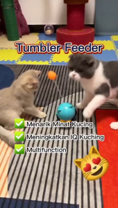 KUCINGJER Malaysia Pet Interaktif Tumbler Windmill Cat Feeder Teka-Teki Mainan Perlahan Pet Toy Makanan Bola Dispenser Toy Mainan