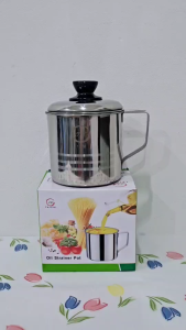 หม้อกรองน้ำมัน ที่กรองน้ำมัน ถ้วยกรองน้ำมัน (สแตนเลสเกรด 304 หนา) (ปริมาตร 1.2L/1.3L) ขนาดปาก 12 ซม.(ตราTK)