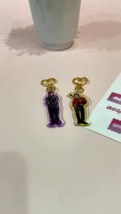 key chain gantungan kunci Acrylic Love custom - gold 3 mm