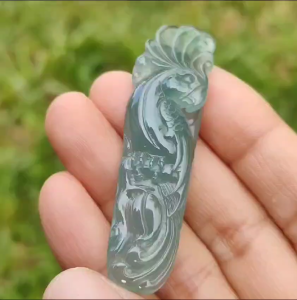 Semi Icy Good Translucency Green Natural Type A Jadeite Pendant Necklace crafted as the parrot symbols of Wise and brave heroic and mighty with certificate weigh 10.82 grams 57.8 * 16.3 * 7.1 mm (pendant24)