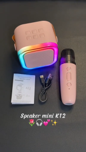 Speaker K12 RGB Mic Mini Karaoke Portbale Bluetooth Wireless Full Set For Phone Handphone HP TV Rechargeable Type C