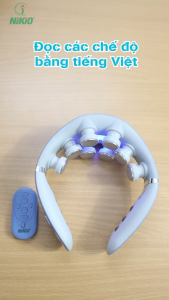 Máy massage cổ xung điện 8D Nikio NK-131 - Rung nóng kết hợp ánh sáng sinh học HDSD bằng giọng nói - MÀU XANH