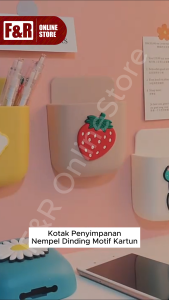 Rak Wadah Tempel Dinding Motif Karakter Lucu Kotak Penyimpanan HP Remote Pena Organizer Serbaguna