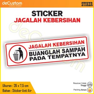 Stiker Tanda Jagalah Kebersihan Buanglah Sampah Pada Tempatnya Vinyl Label Buang Sampah