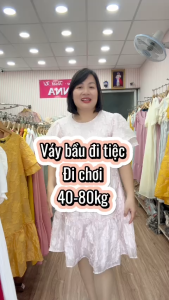 [HANNA] Váy bầu đi tiệc sang chảnh cho mẹ trẻ có size 40-80kg mẫu xinh vải cao cấp thoáng mát không nhăn đầm dài qua gối