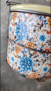 【COVER CUSTOMIZE NAME】14CM Beige Batik Multilayer Portable Stainless Steel Tiffin Carrier Mangkuk Tingkat Lunch Box Food Carrier 不锈钢大容量饭桶多层分层分格便当盒家用不保温饭盒食格