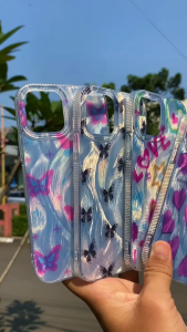 Case Silver Feather Hologram FullCover ( BTF ) For INFINIX HOT 10 PLAY HOT 12 PLAY HOT 30 HOT 30i HOT 40 PRO NOTE 30 NOTE 40 4G NOTE 40 PRO SMART 5 SMART 6 SMART 7 SMART 8/8 PRO