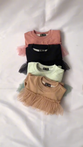 PERIPLE Yara Tule Crewneck Atasan Anak Perempuan Untuk Usia 3-12 Tahun