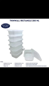 Thinwall Squere 200 Ml Thinwall Persegi Panjang Food Container (Isi 25 Pcs--RT200)