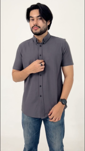 Hey Man Kemeja Pendek Pique - Grey