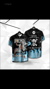 ONE PIECE baju lelaki dewasa hijau Retro Collar Baju Viral Thailand Jersey Original MONKEY Luffy Gear 5 Full Sublimation Microfiber Jersey T-shirt Tiktok Ootd Murah Baju