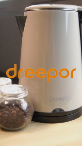 Dreepor Household Electric Kettle Stainless Steel Electric Kettle 2.2L Double Layer Anti-scalding Automatic Heat1500W Steam Sensor Switch Boil and Stop Anti-dry Protection