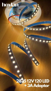 Paket Led Strip 2835 120 Mata 12v 5 Meter Merk Hovlan + Adaptor Indoor Flexible Pita