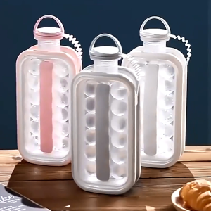 เครื่องน้ำแข็งซิลิโคนพกพา 2 in 1 ดัดผม ถาดน้ำแข็ง กล่องน้ำแข็ง ความจุมาก บาร์ครัว สร้างสรรค์กาต้มน้ำขวดน้ำแข็งแม่พิมพ์