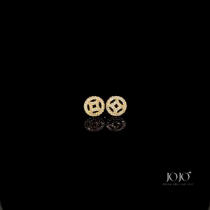 B885 Bông tai nữ kiểu kim tiền siêu xinh đính đá tấm CZ JOJO