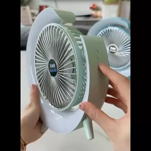 Kipas Angin Meja Type F13 USB Rotasi 180° Lampu RGB Warna Warni Kapasitas 1800 mAh