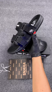 NAHA - Sandal Slop Pria Wanita Karet Distro Prepet Hitam Size 36 - 43