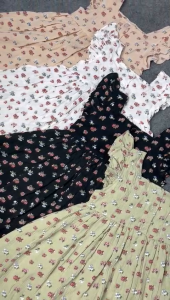 Leia - 47 Dress Bunga Anyelir / Carnation Flower Bahan Crinkle Anak Usia 3-7 Tahun